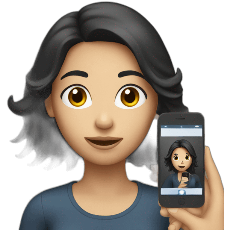 dark hair female recording video with phone emoji