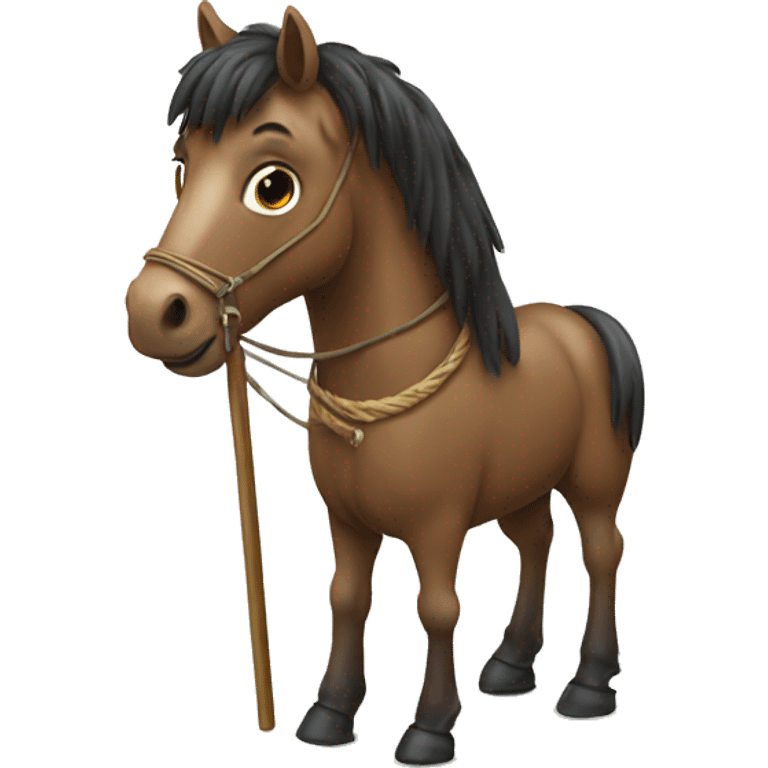 Horse with cane and fur coat emoji