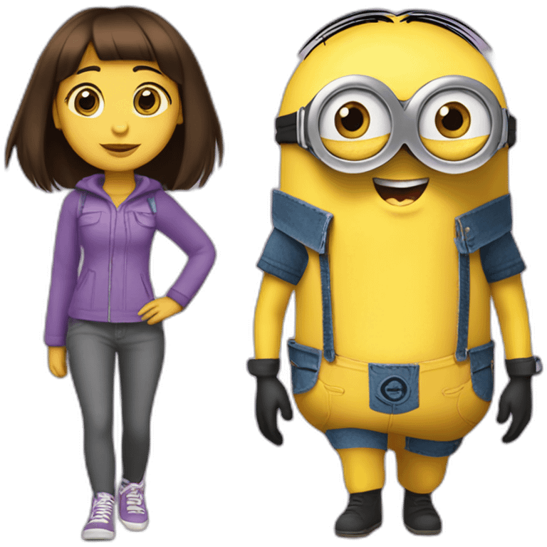 Combination of dora the explorer and minion full body emoji