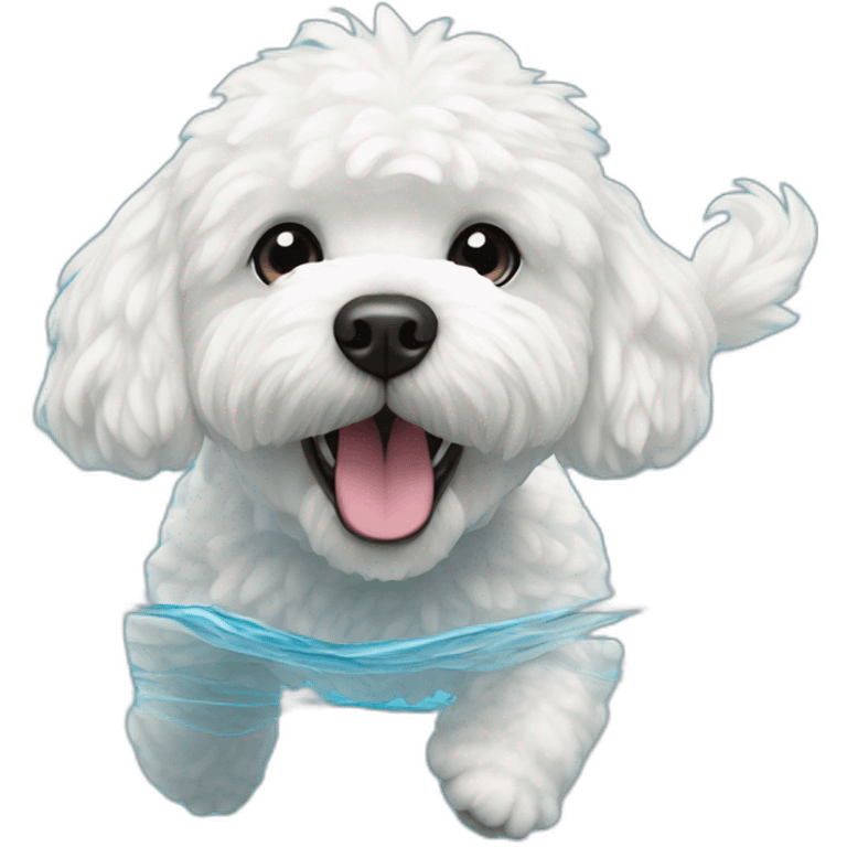 Bichon frisé swimming emoji