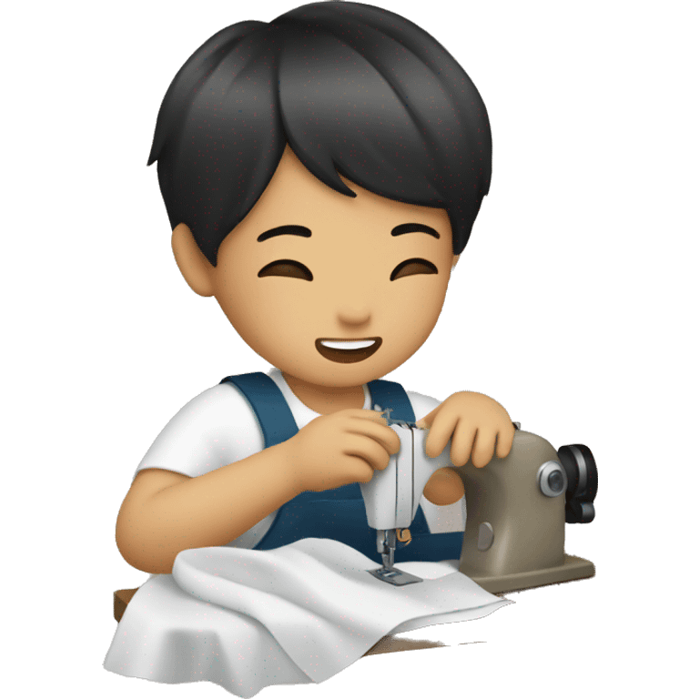 asian kid sewing  emoji