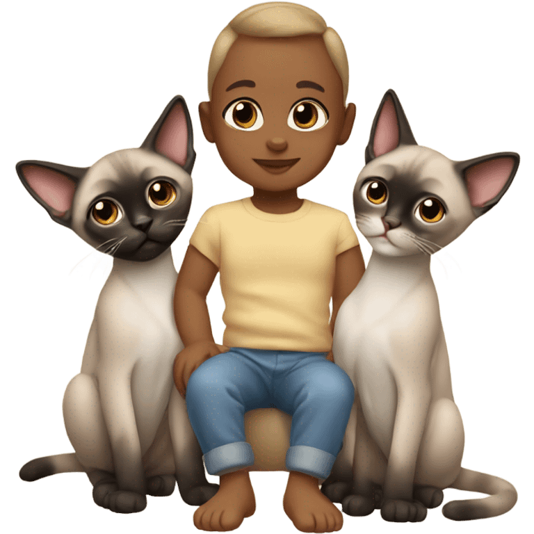 Baby with Siamese cats emoji