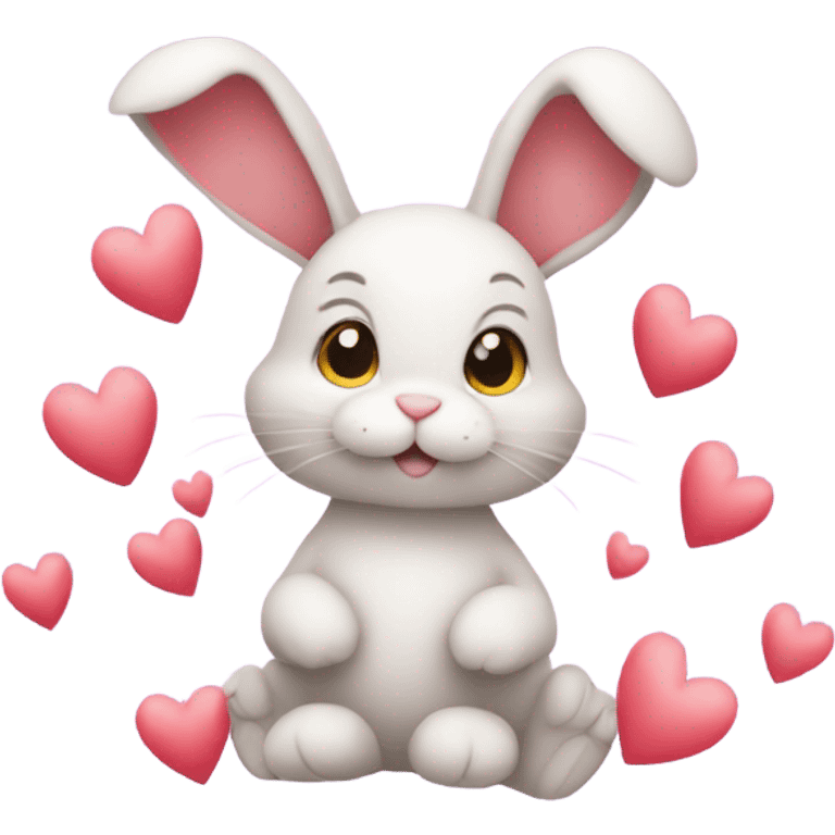 bunny with hearts  emoji