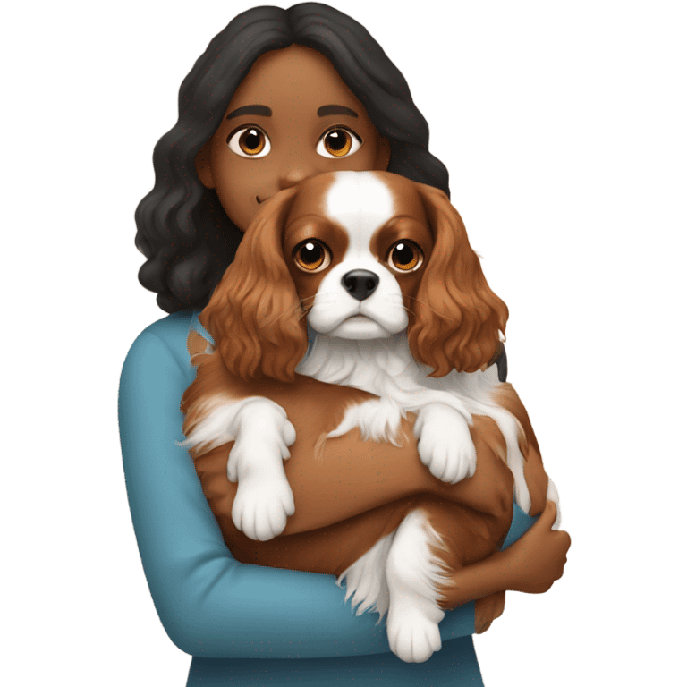 King Charles cavalier being held by a girl emoji