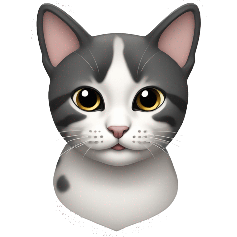 Gato color blanco con manchas negras en el rostro emoji