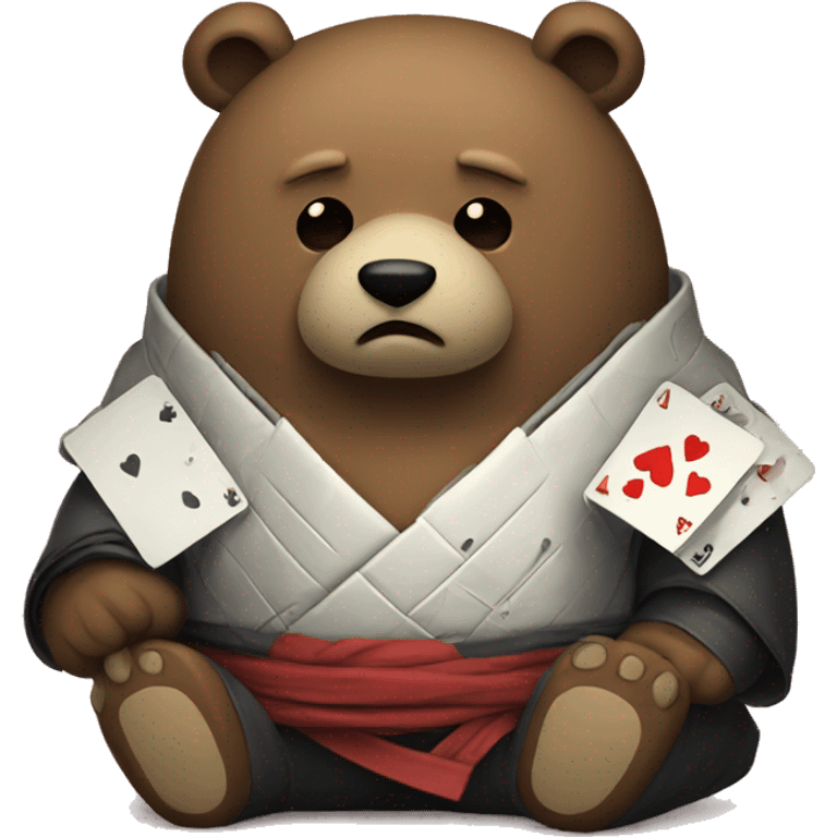 sad samurai bear with tears coz he lost in poker emoji