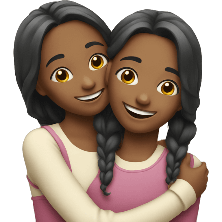 happy girls embracing together emoji