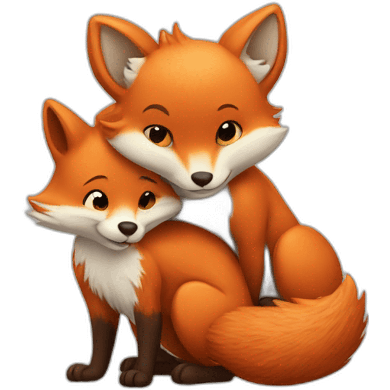 fox hugging squirrel emoji