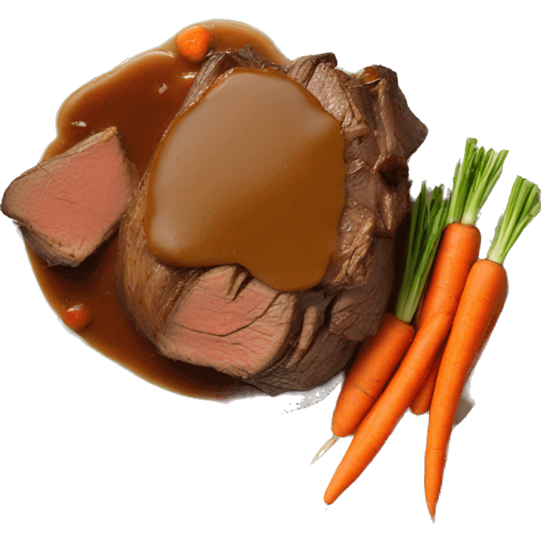 pot roast with gravy over potatoes and carrots  emoji