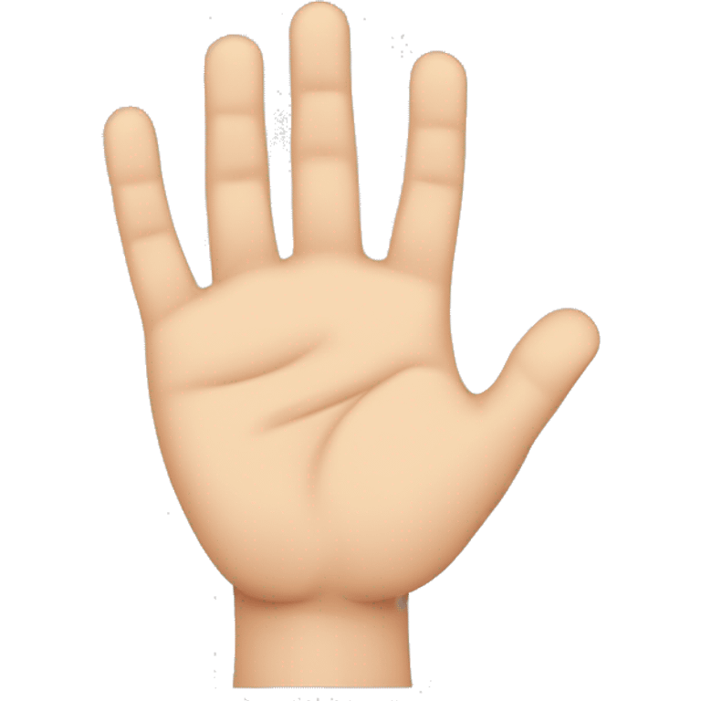 Left hand palm waving with middle, ring and pinky fingers together. The pointer fingers and thumb  are separate emoji