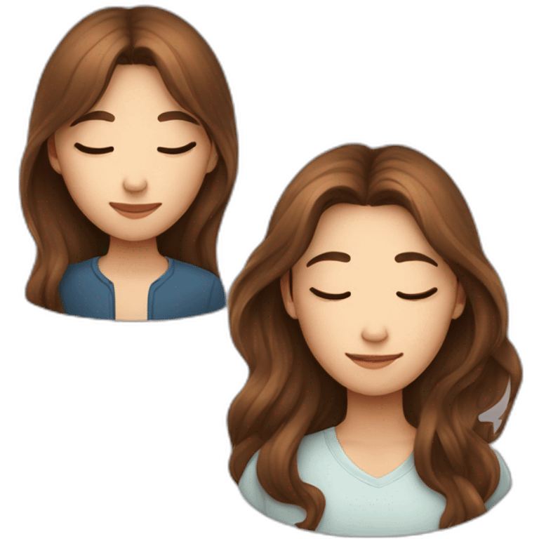 Beautiful Girl with long brown hair and boy with short brown hair sleeping at night emoji