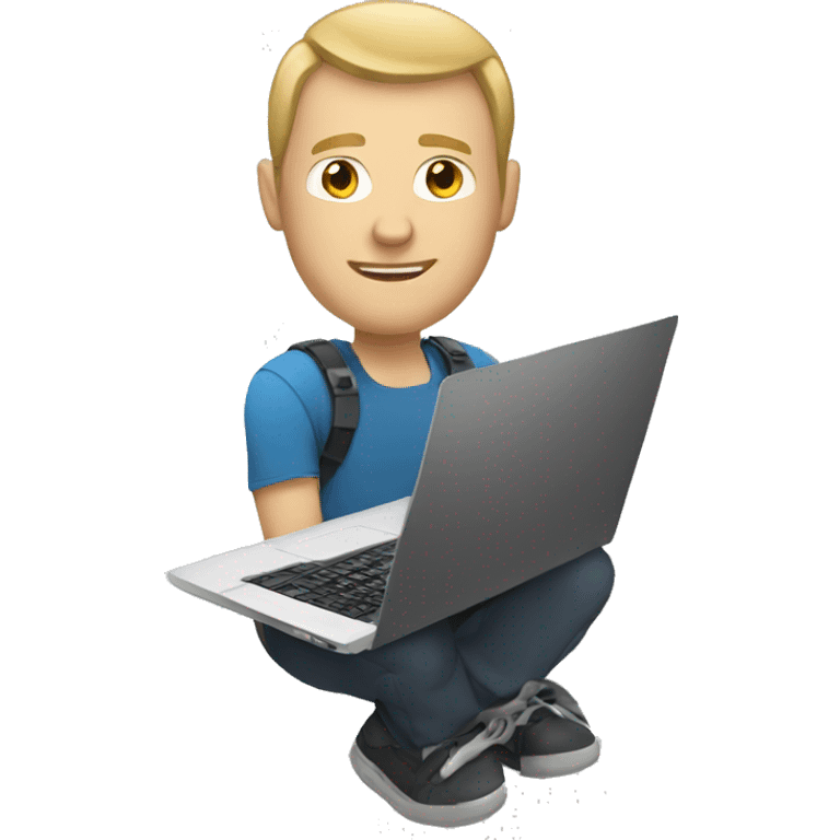 white male cybersportsman with laptop emoji