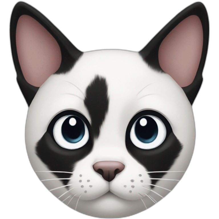 Black and white cat with black nose emoji