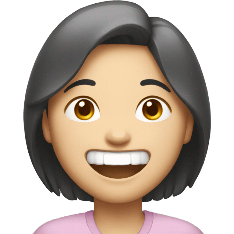 Asian woman laughing hard emoji