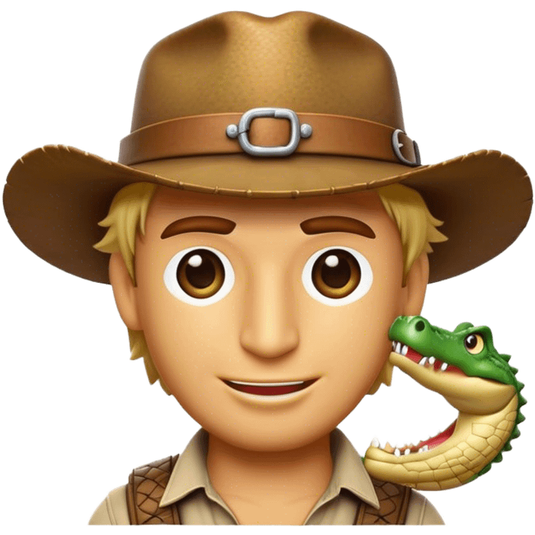 Cinematic Realistic Crocodile Dundee Pop Culture Emoji, depicted with rugged charm and adventurous spirit rendered with lifelike detail and cinematic lighting. emoji