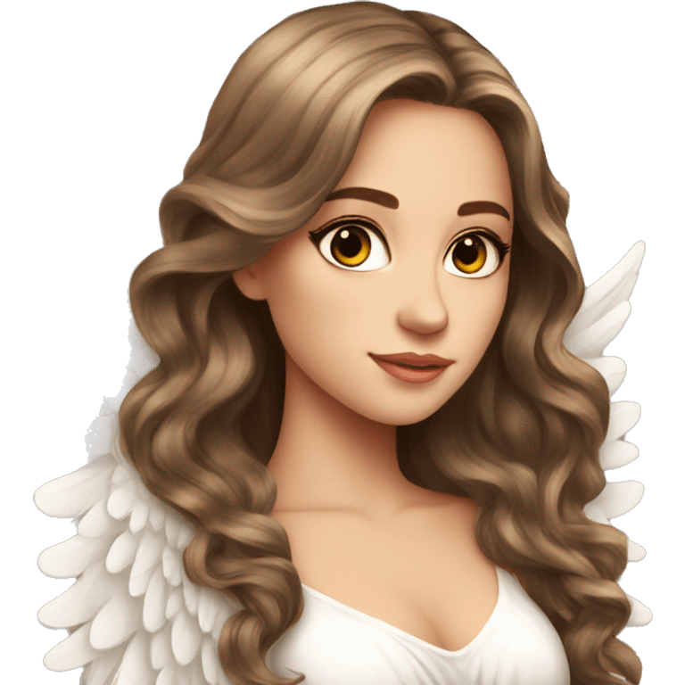 Beautiful angel wings long dress brown hair eyelashes emoji