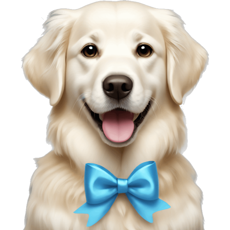 white golden retriever having birthday emoji