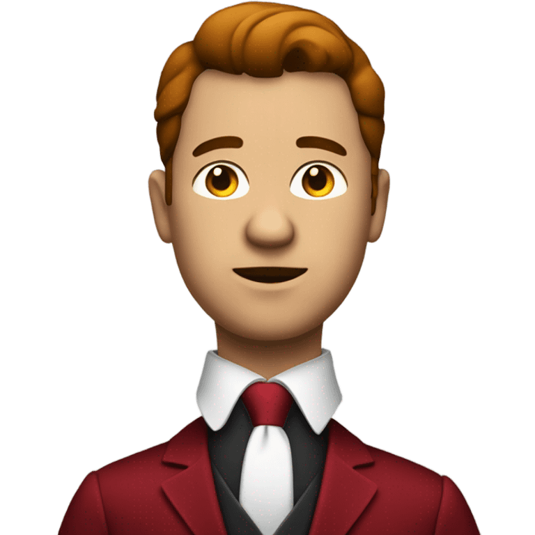 fat business man in Dark red velvet suit no tie emoji