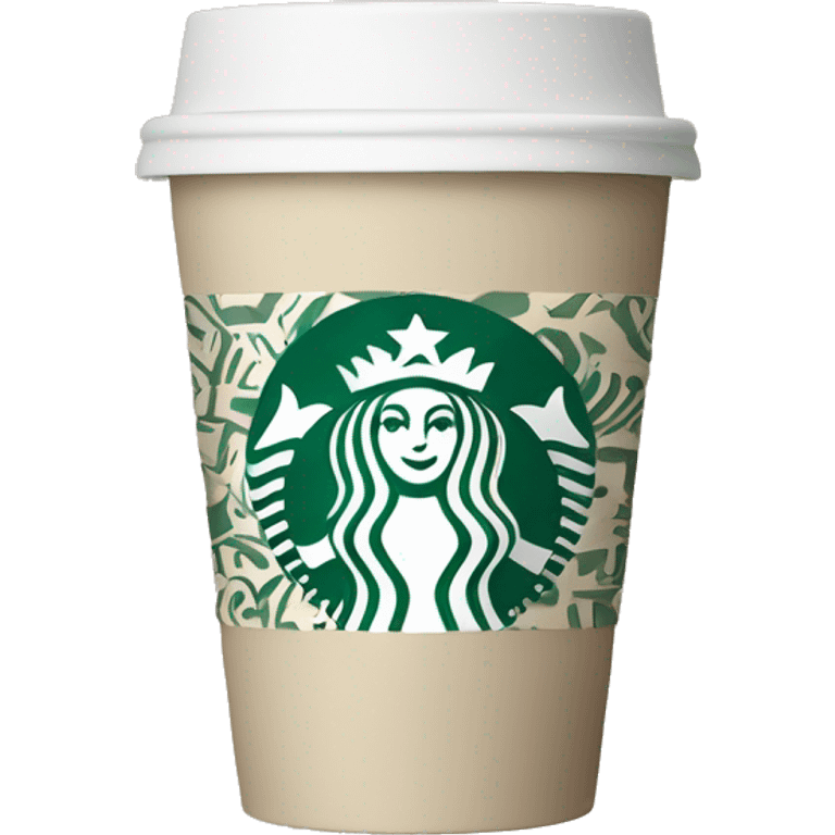 beige starbucks cup with winter pattern emoji