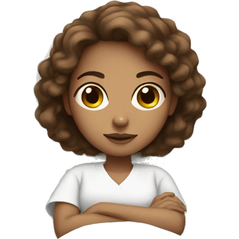 light skin girl with warm brown hair laying in a hospital bed  emoji