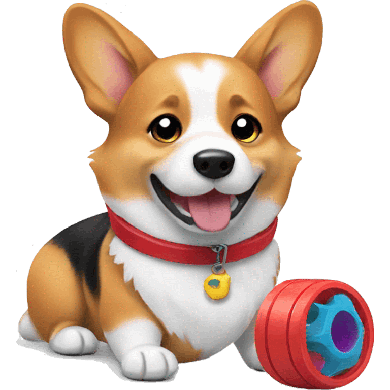 corgi playing with toys  emoji