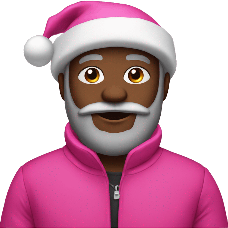 Black Santa with pink hat and puffer coat emoji