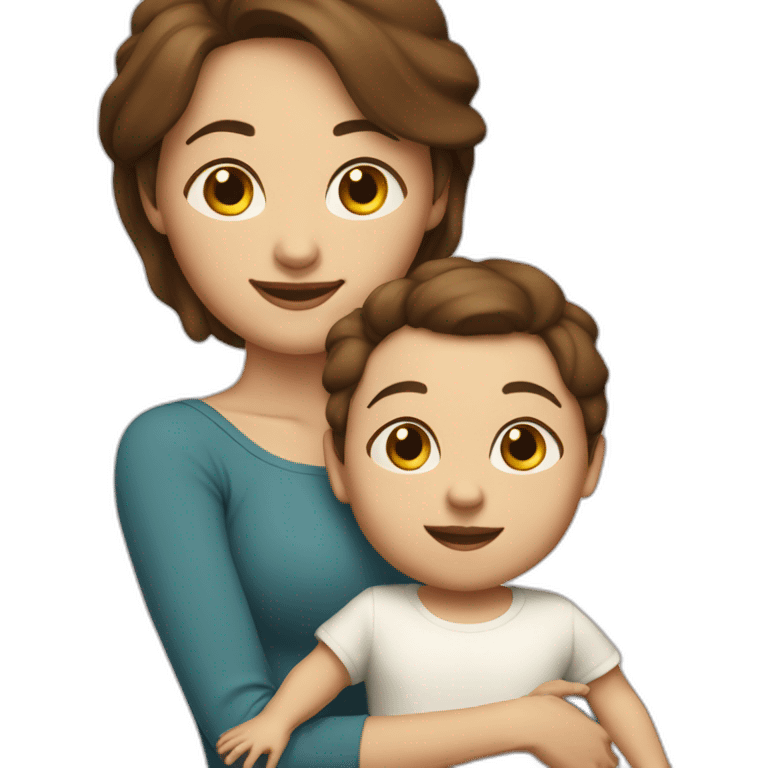 mother and toddler with brown hair5 and white skin full length emoji