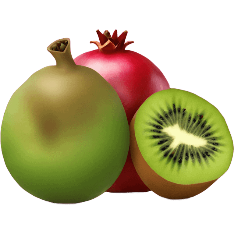 one kiwi and one pomegranate close to each other emoji