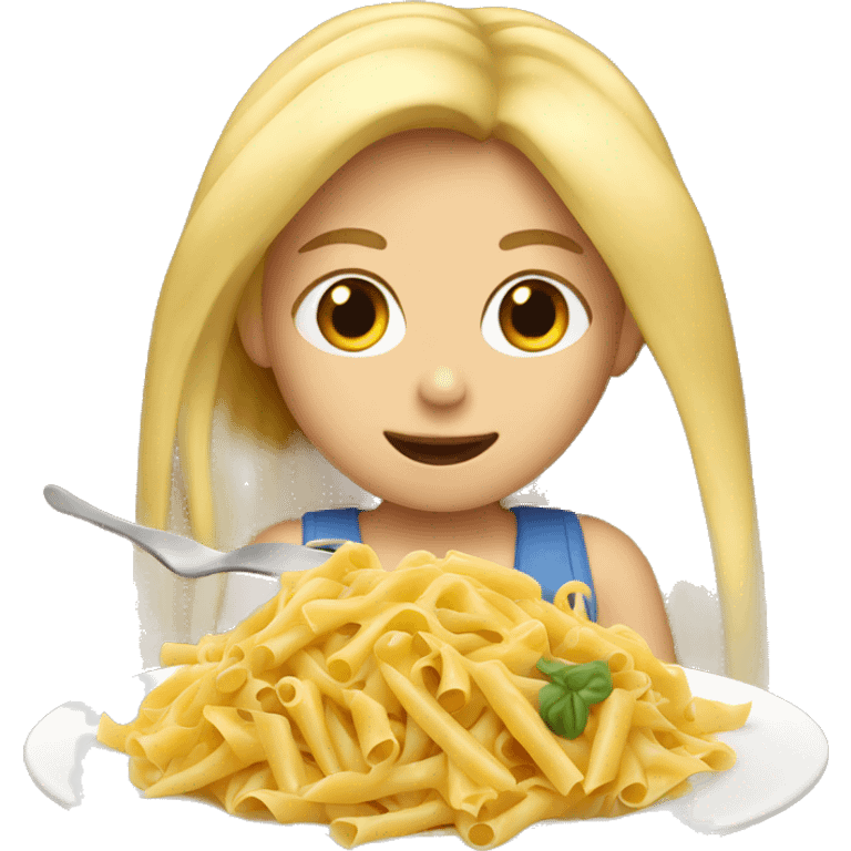 A blond girl eating pasta  emoji