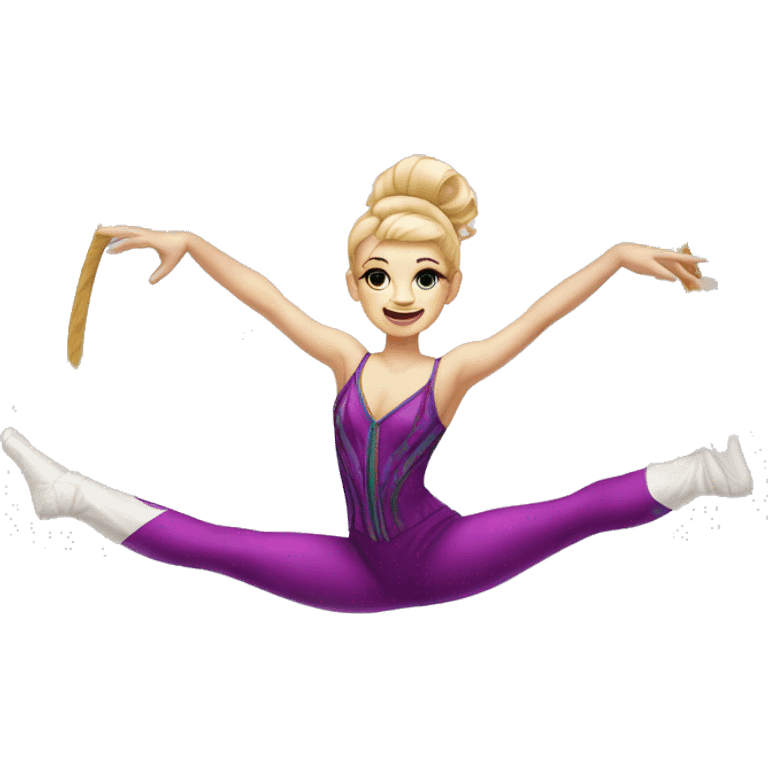 White female Circus artist doing splits on silks emoji