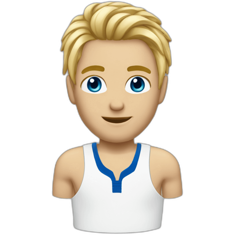 Homme cheveux blond, cheveux long, yeux bleu basketteur emoji