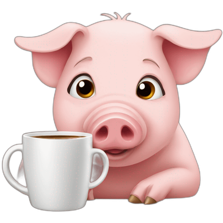 pig drinking coffee emoji