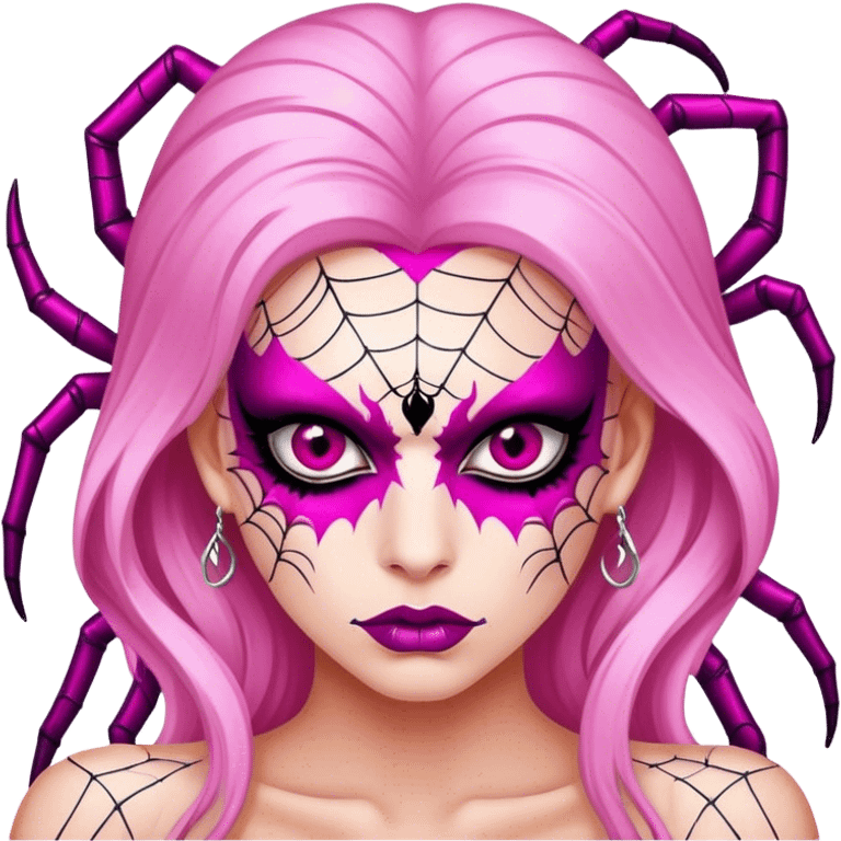 lady monster pink glam spiderweb make up face  emoji