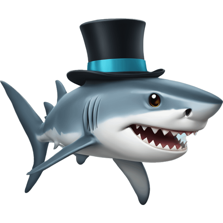 Shark with a top hat emoji