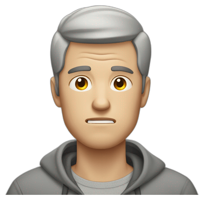 tired white man with very very very short hair in gray sweatshirt is very very very angry emoji