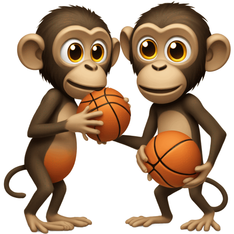 Two monkeys playing basketball but one is autistic emoji