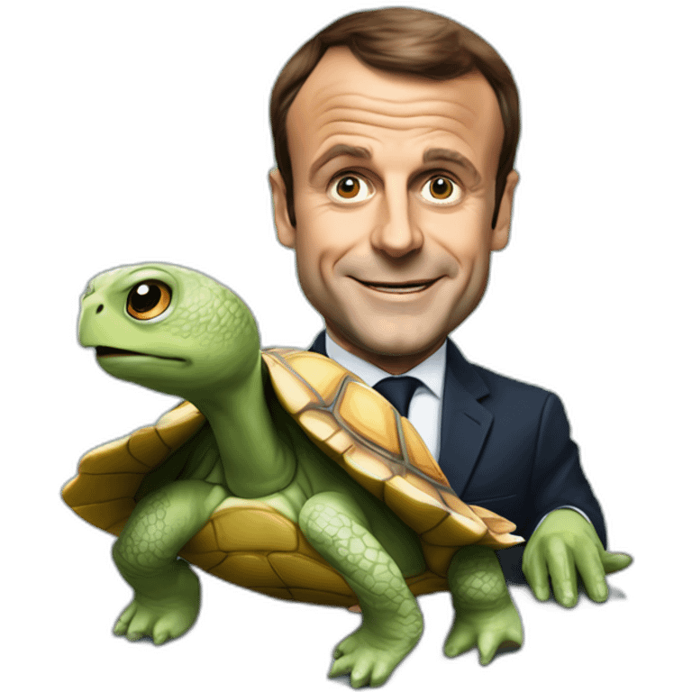 Emanuel Macron sur une tortues emoji