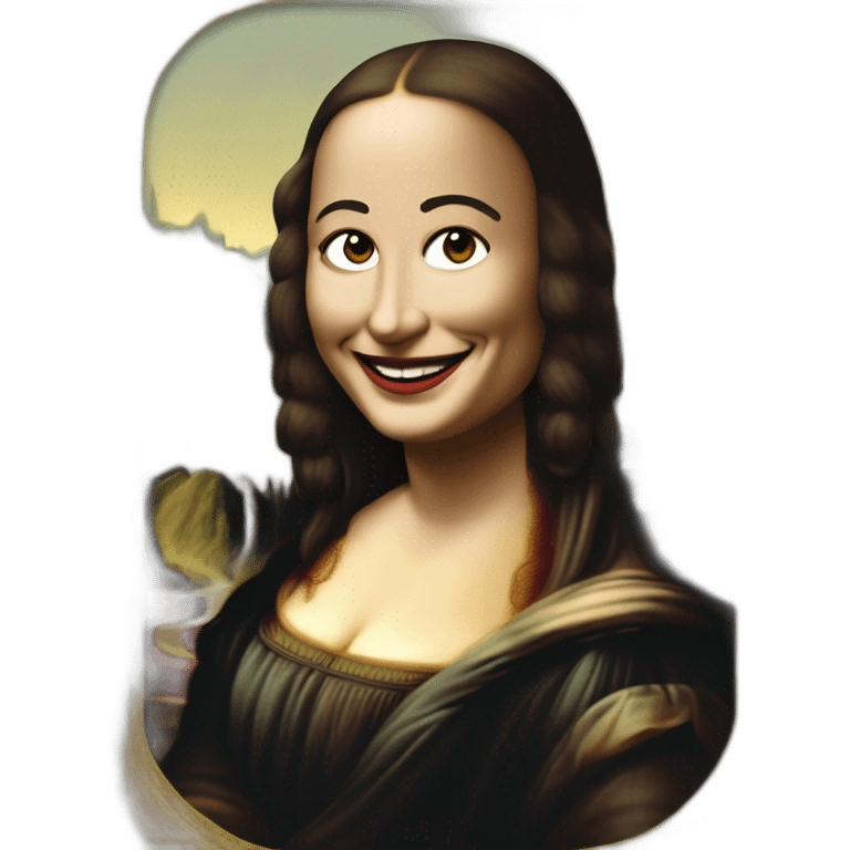 painting of the Mona Lisa smiling emoji