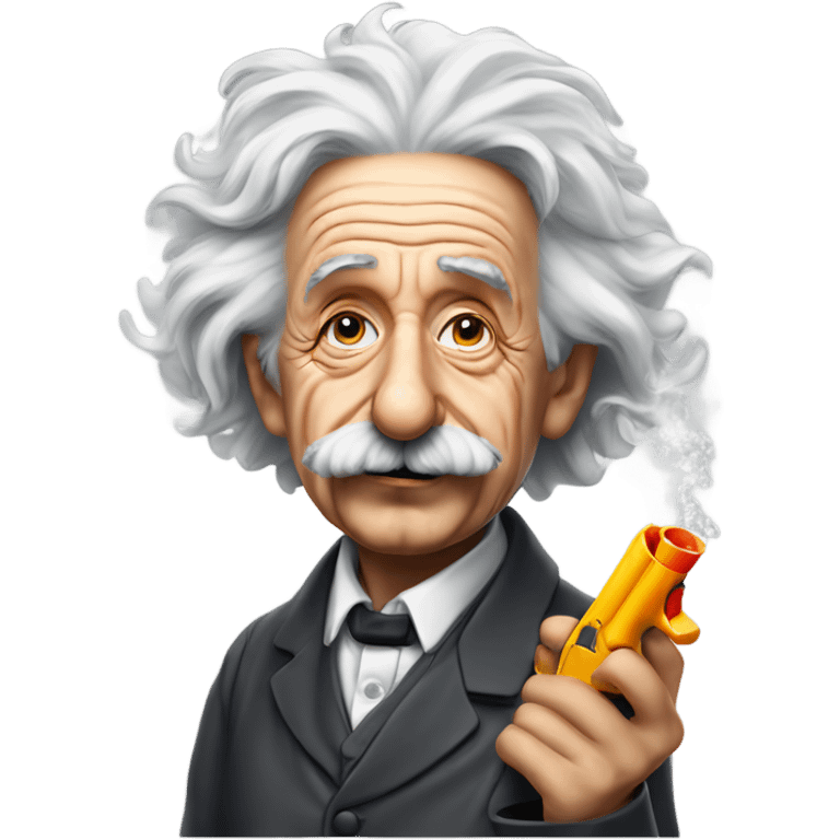 Albert Einstein smoking a water gun were you pull out of the front of it emoji