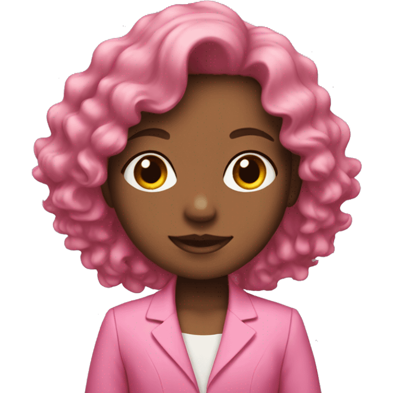 Girl with wavy hair and pink suit  emoji