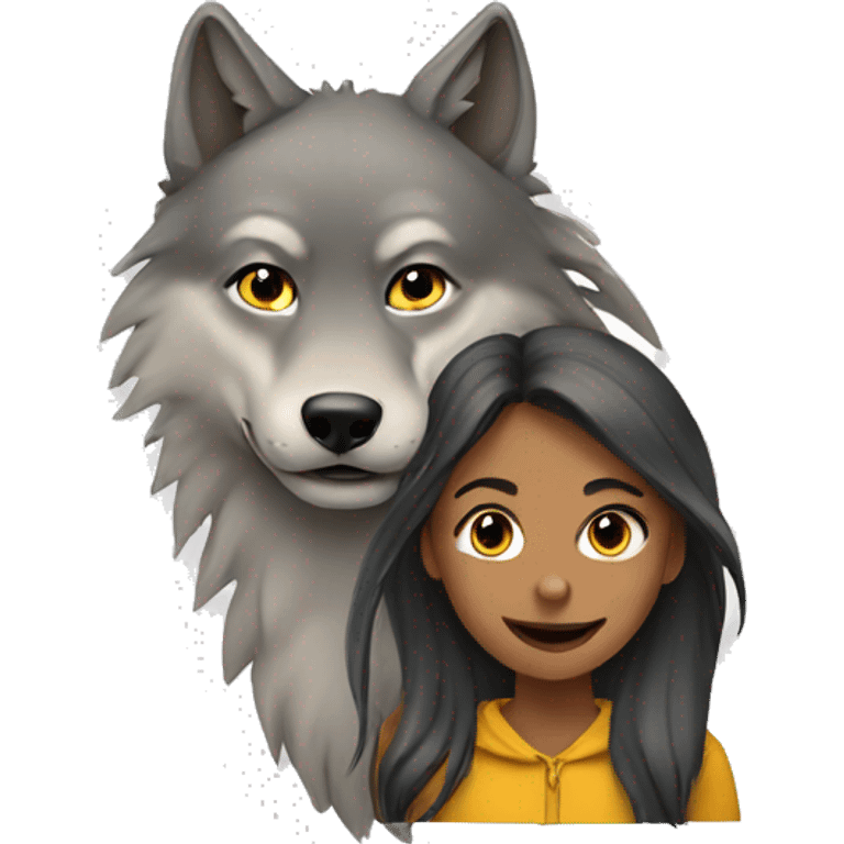 wolf with girl emoji