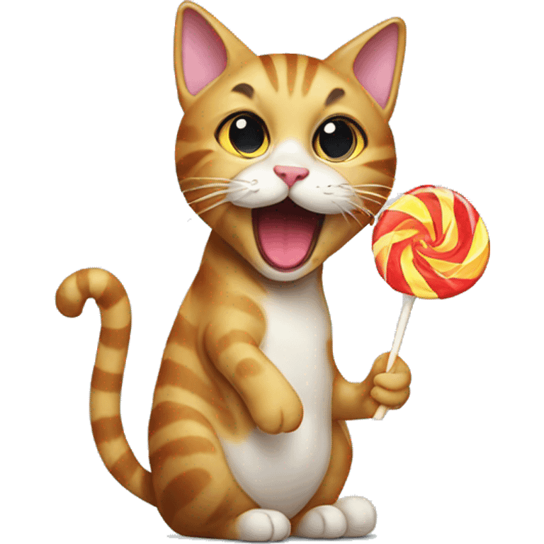 Cat eating a lolliepop emoji