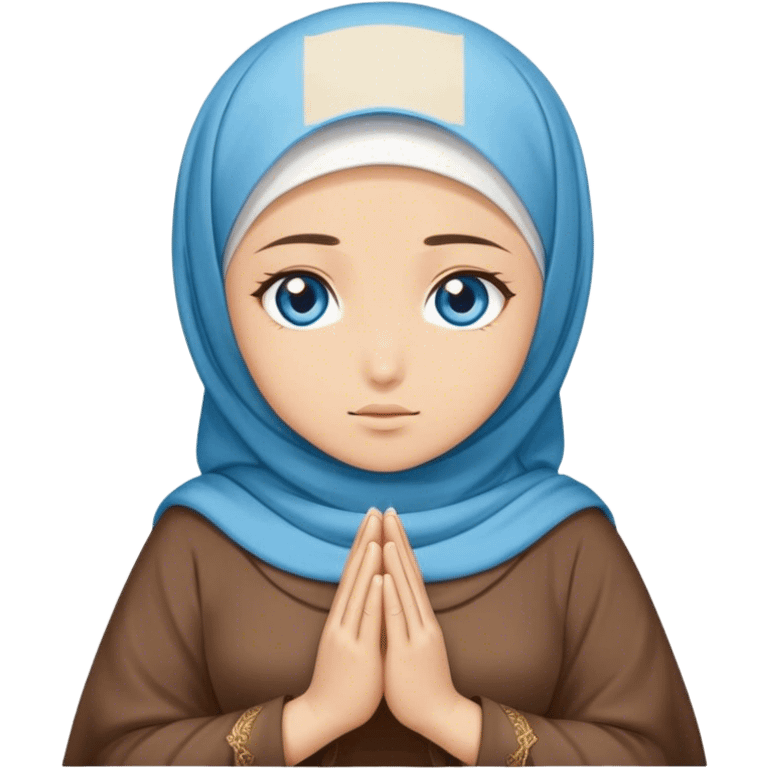 Turkish beautiful finish Konya girl blue eyes with hijab and brown stone dress dua emoji