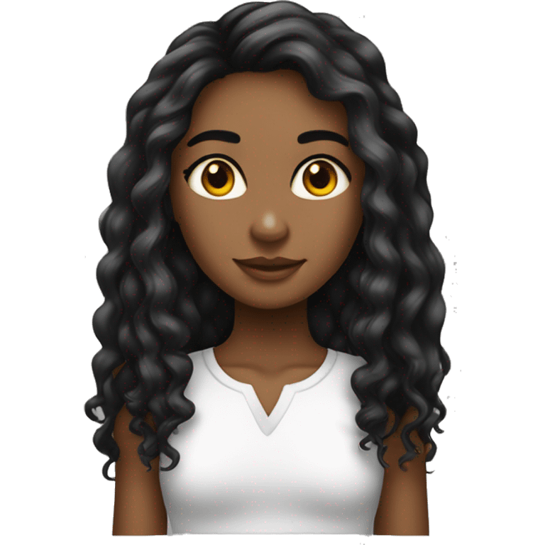 menina de olhos preto  cabelo muito longo cabelo preto e cabelo cacheado emoji