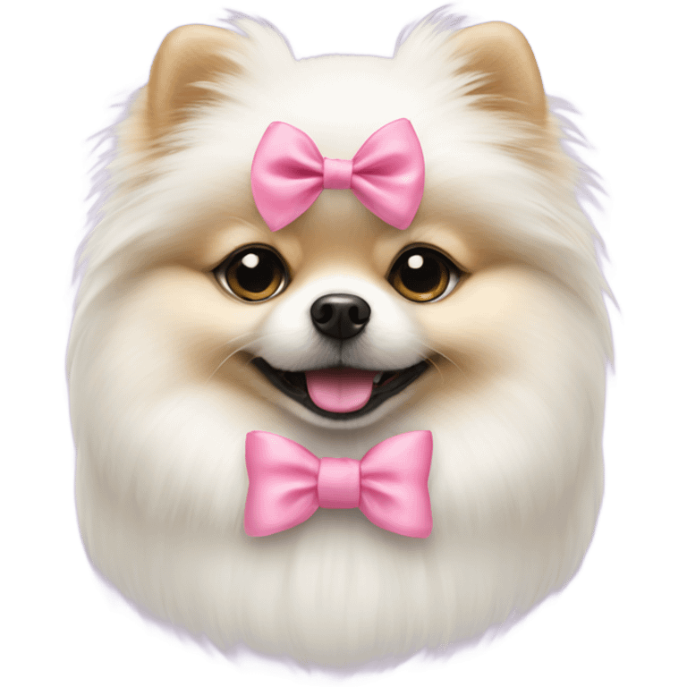 White Pomeranian with pink bow emoji