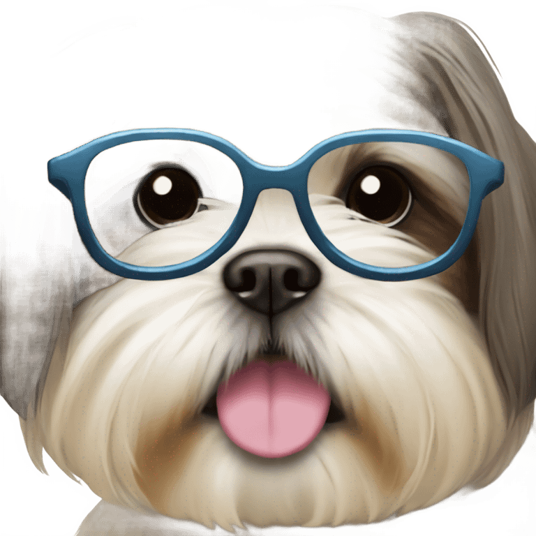 Shih tzu wearing glasses head emoji