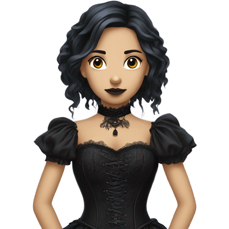 girl in gothic attire with a raven on her shoulder emoji