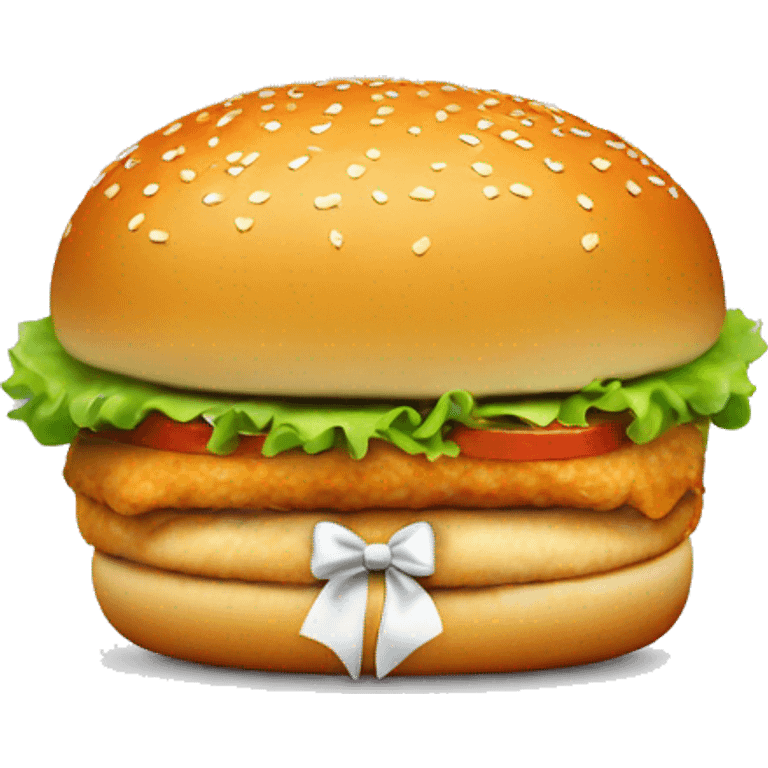 Chicken burger with a bow on top emoji