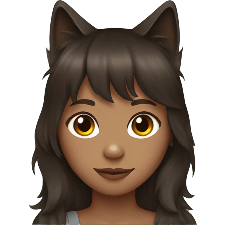 Black Maine coon cat  in woman with brown hair and bangs arms emoji