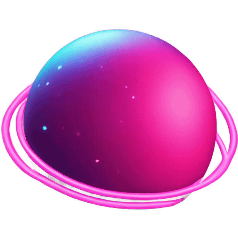 Neon pink planet with glowing rings and hearts  emoji